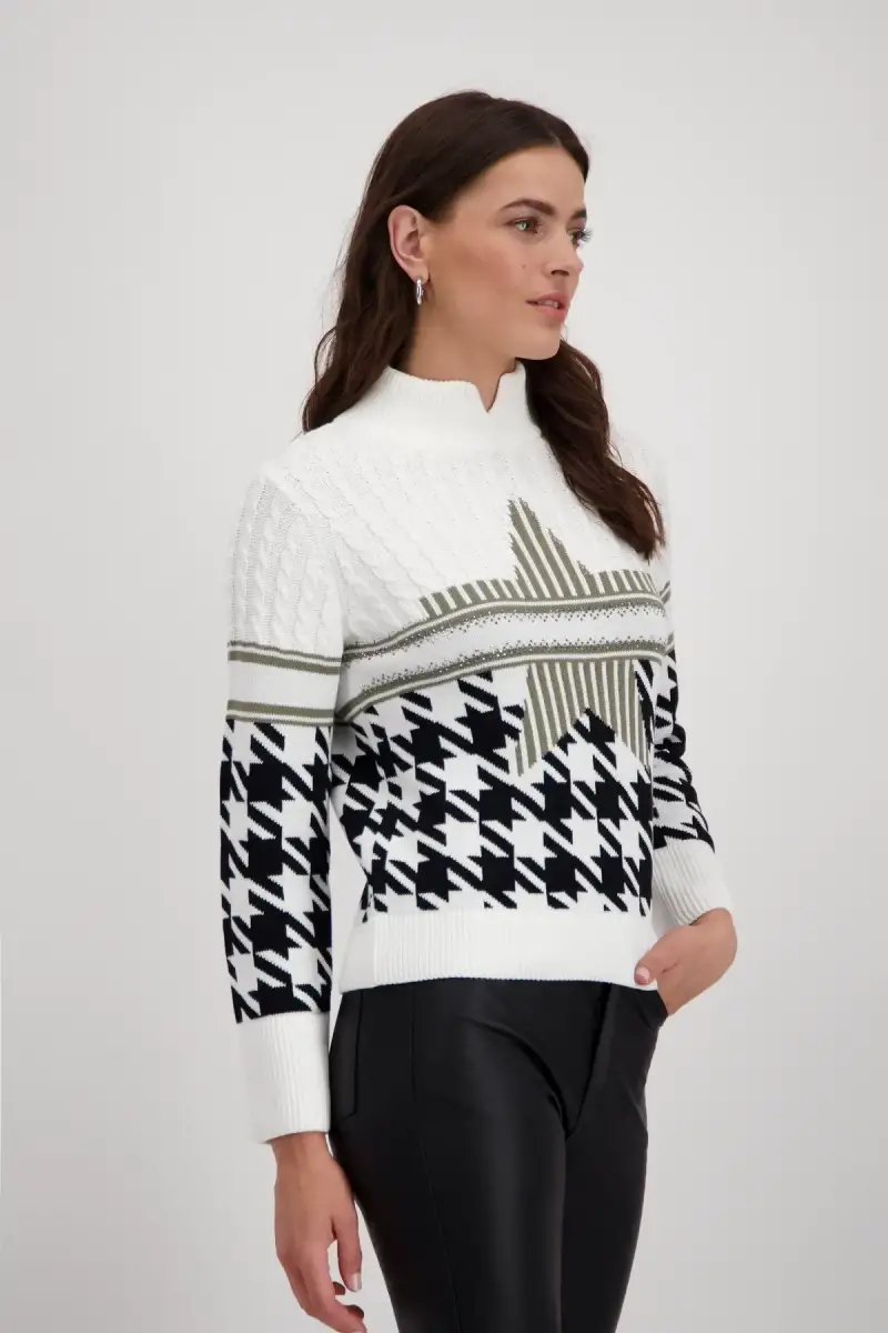 Monari Pullover mit Hahnentrittmuster 50% Rabatt für begrenzte Zeit
