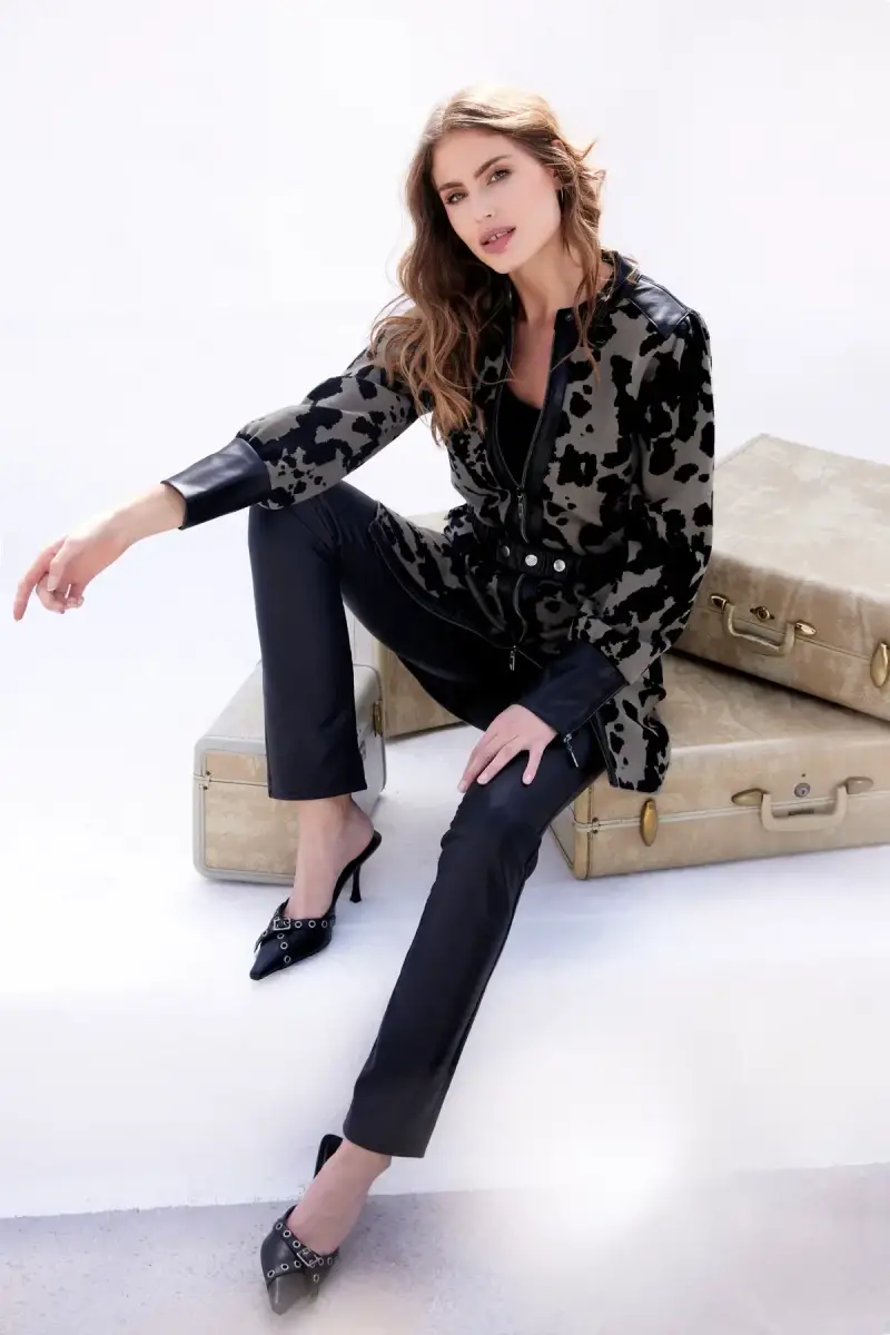 Monari Strickmantel mit Leo-Camouflage Muster Outlet