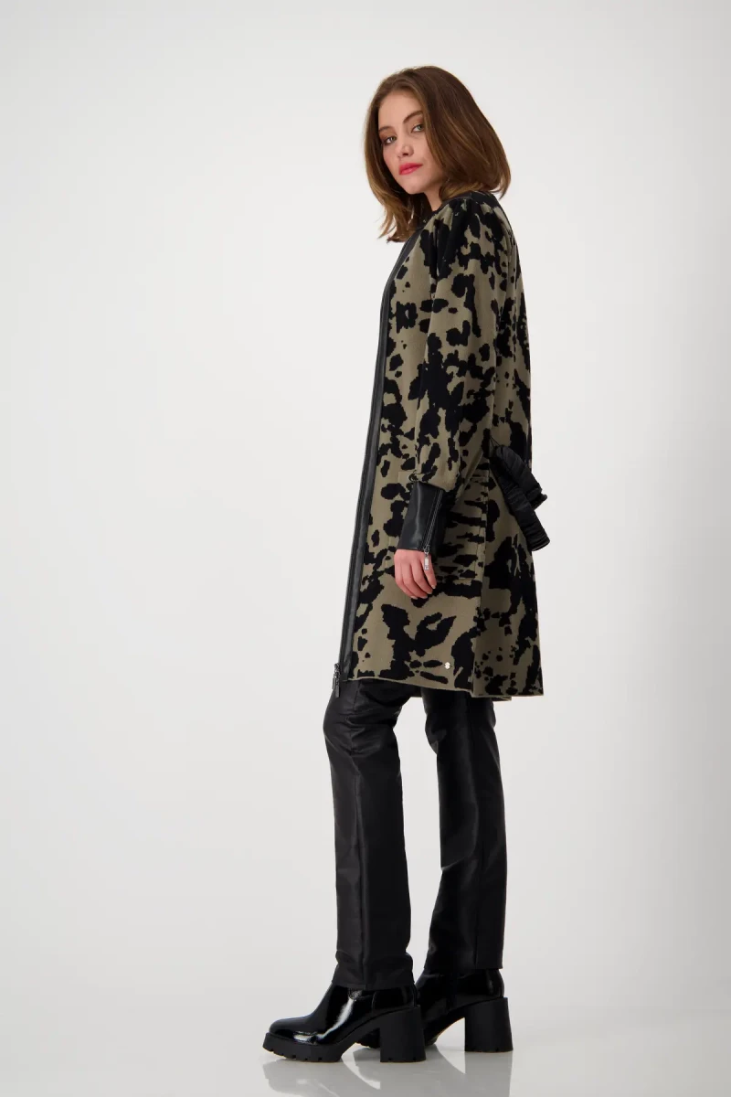 Monari Strickmantel mit Leo-Camouflage Muster Outlet