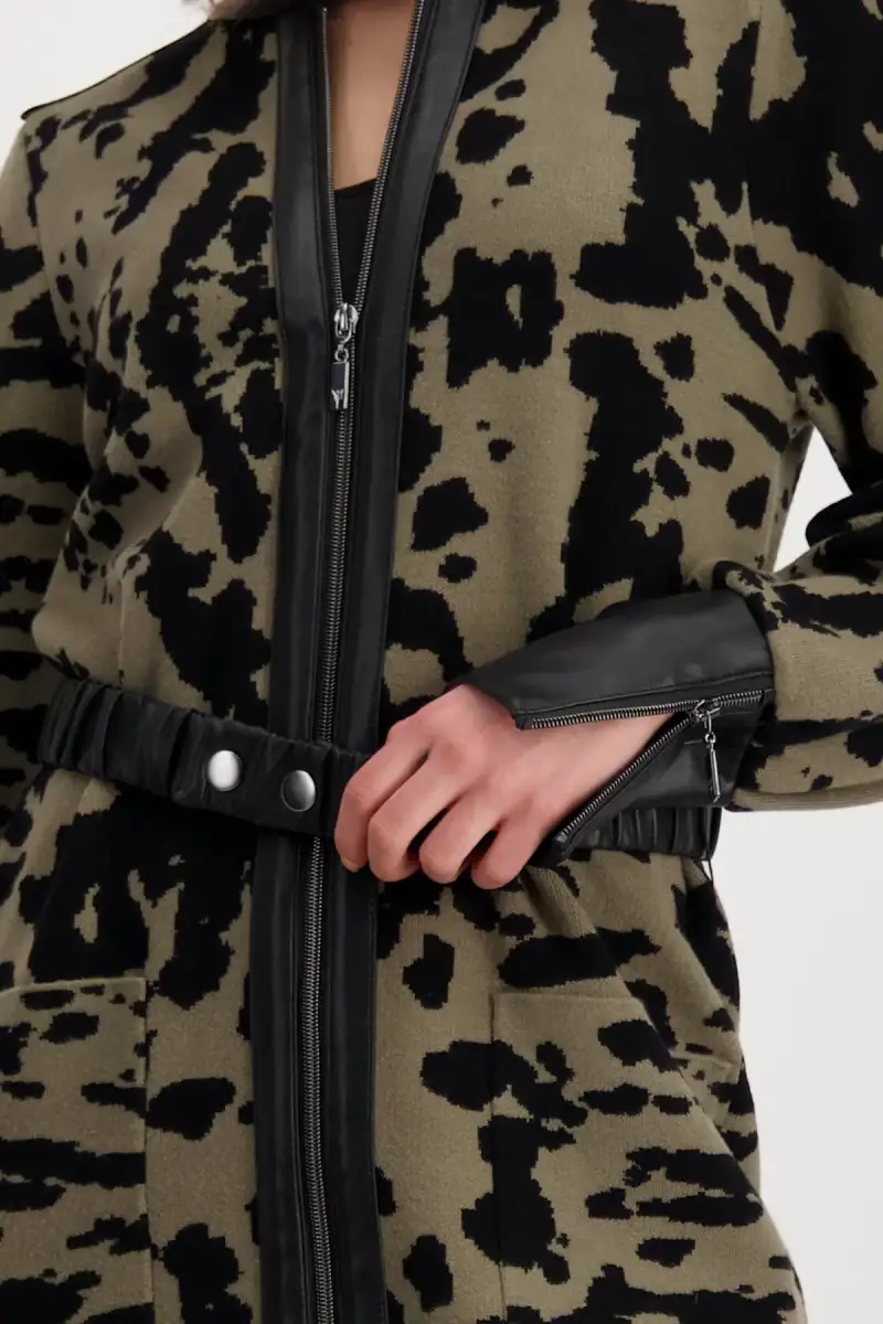 Monari Strickmantel mit Leo-Camouflage Muster Outlet