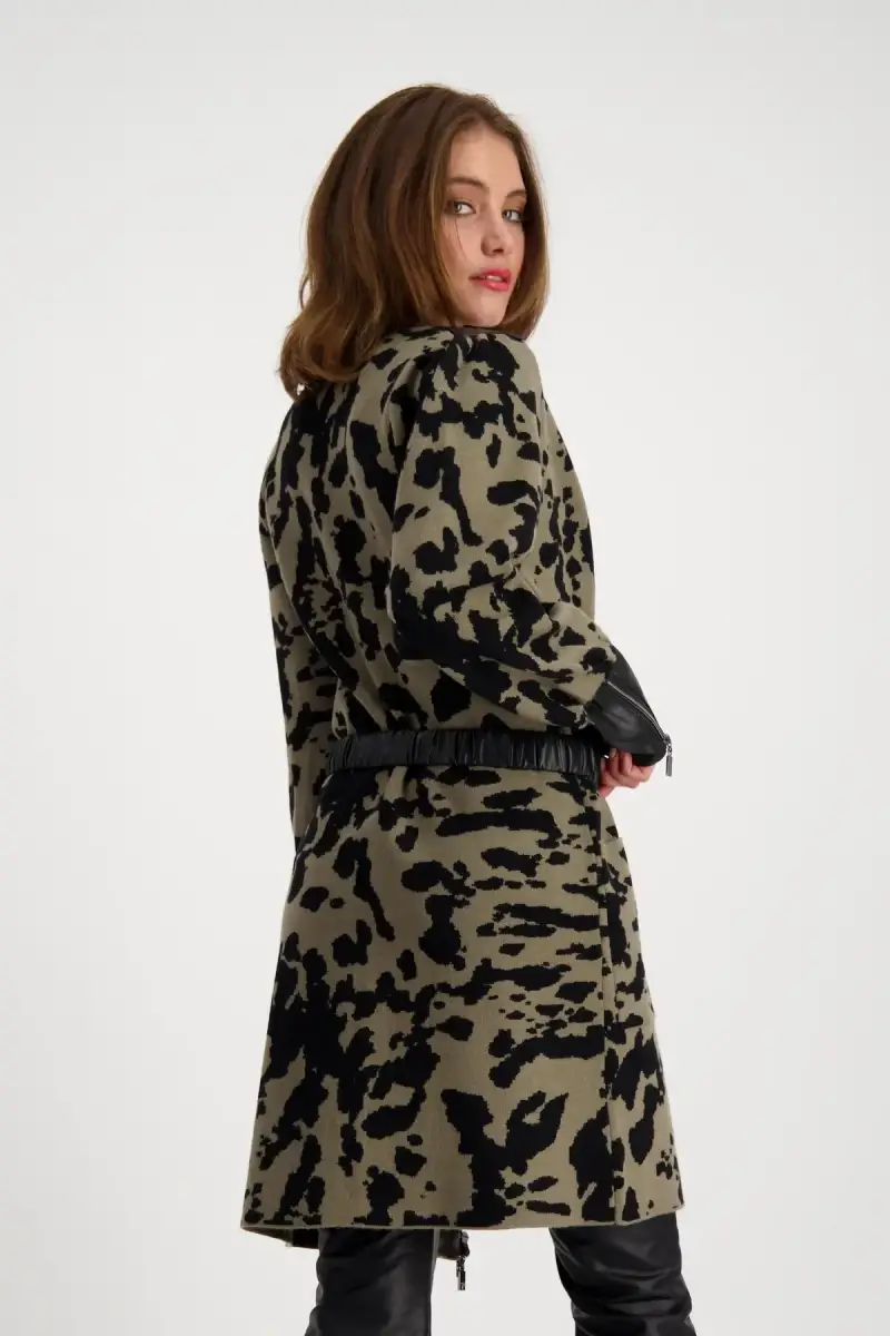 Monari Strickmantel mit Leo-Camouflage Muster Outlet