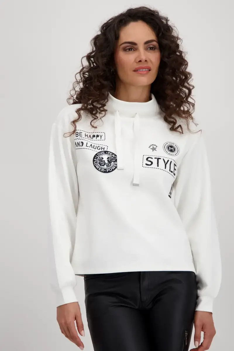 Monari Sweatshirt mit Patches und Strass Fabrikpreis