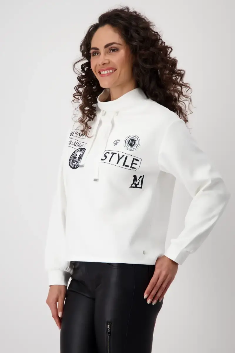 Monari Sweatshirt mit Patches und Strass Fabrikpreis