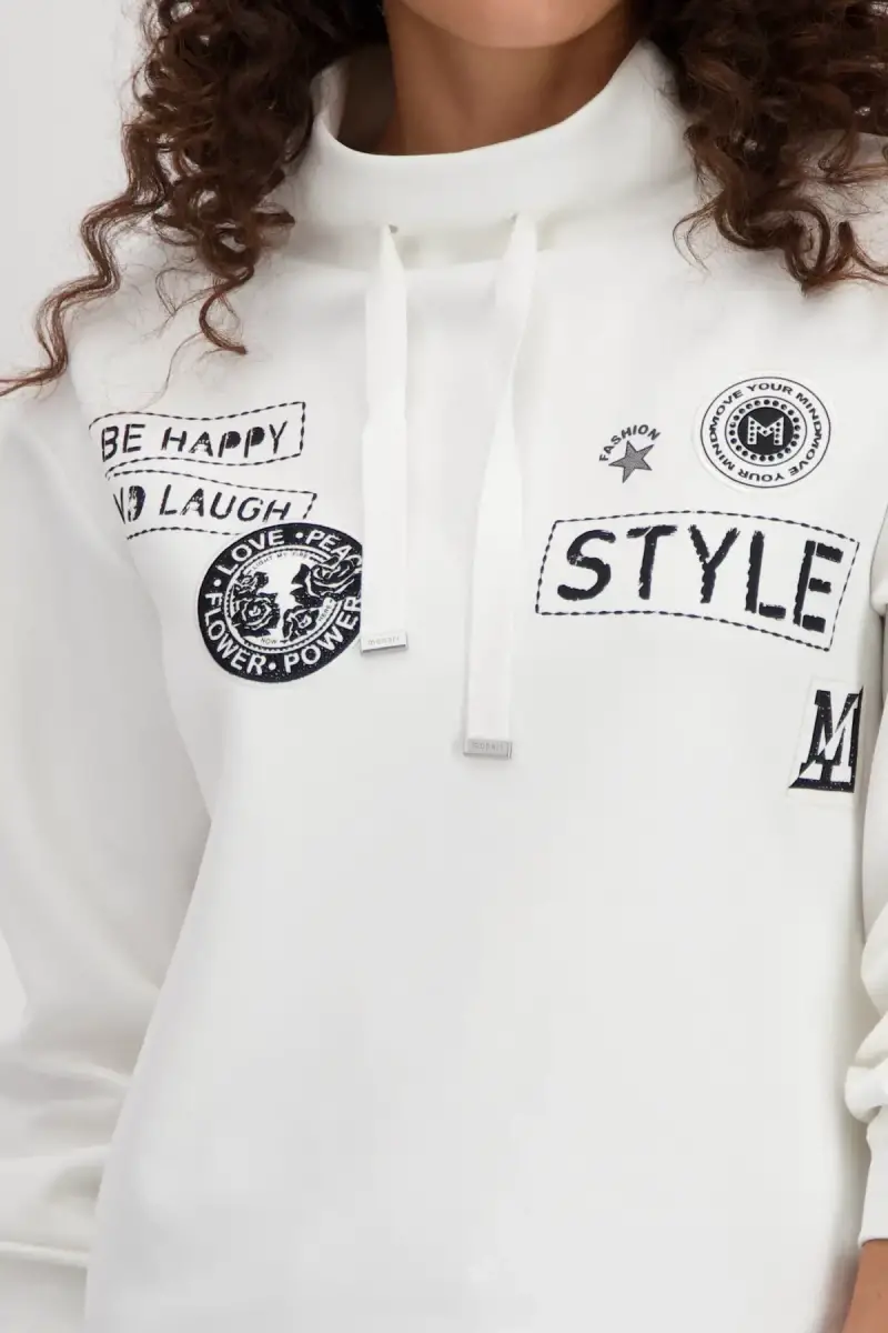 Monari Sweatshirt mit Patches und Strass Fabrikpreis