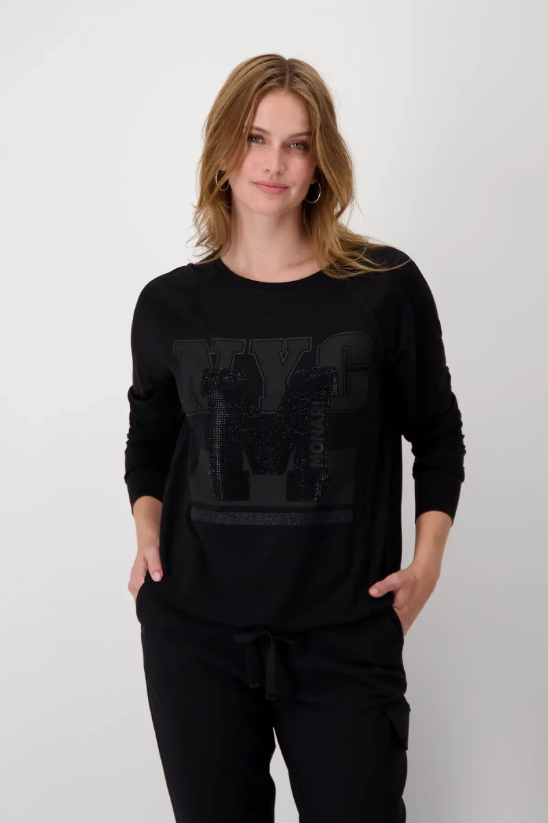 Monari Raglan Shirt mit Glitzerschrift Online Shopping