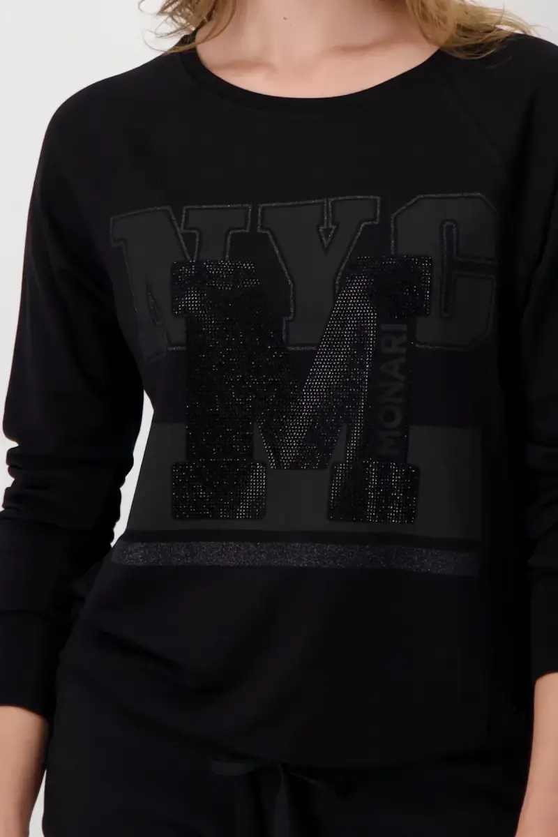 Monari Raglan Shirt mit Glitzerschrift Online Shopping