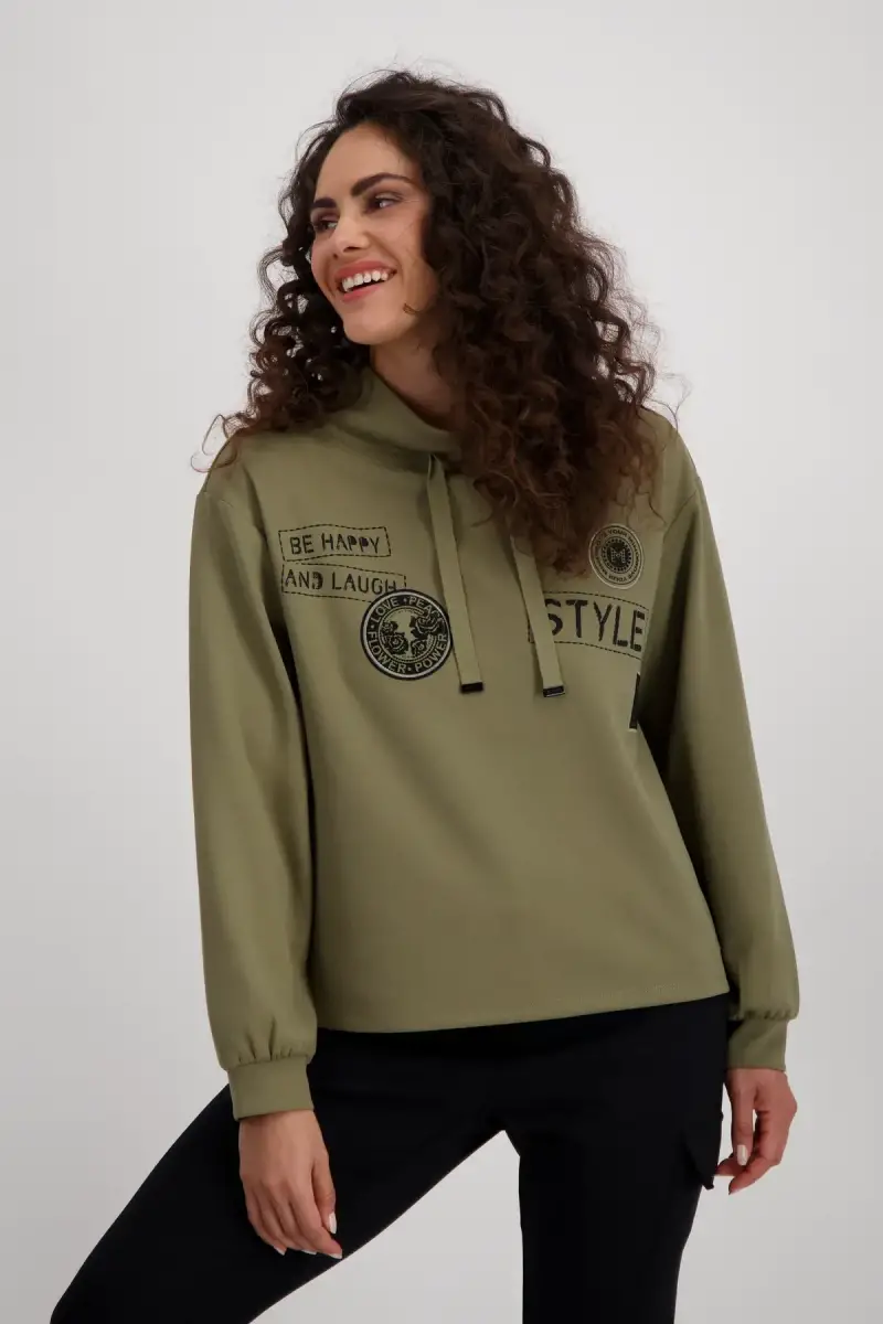 Monari Sweatshirt mit Patches und Strass Top Angebot