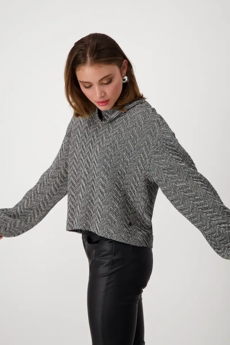Monari Sweatshirt mit Fischgrat-Muster Riesige Ersparnisse