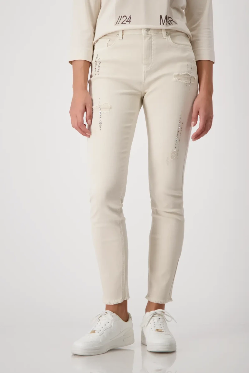Monari Destroyed Jeans mit Strass zollfrei