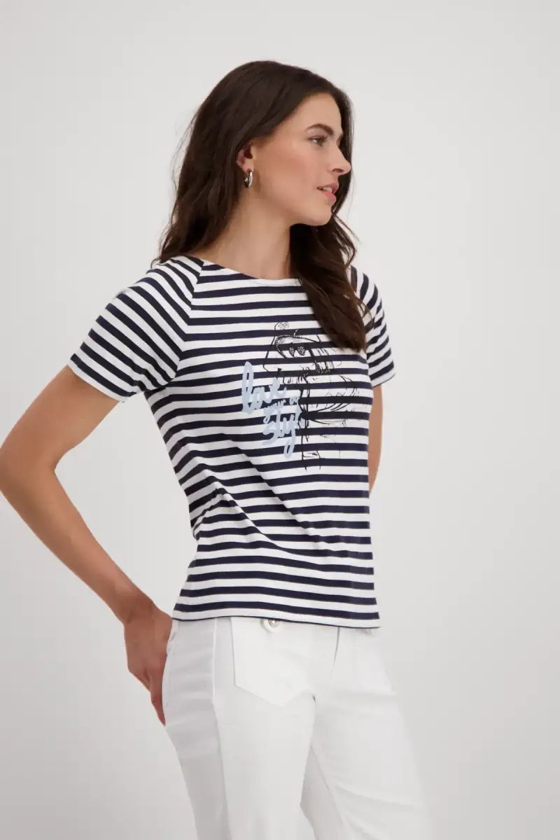 Monari Ringel Shirt mit Frauen Zeichnung Kostenloser Versand