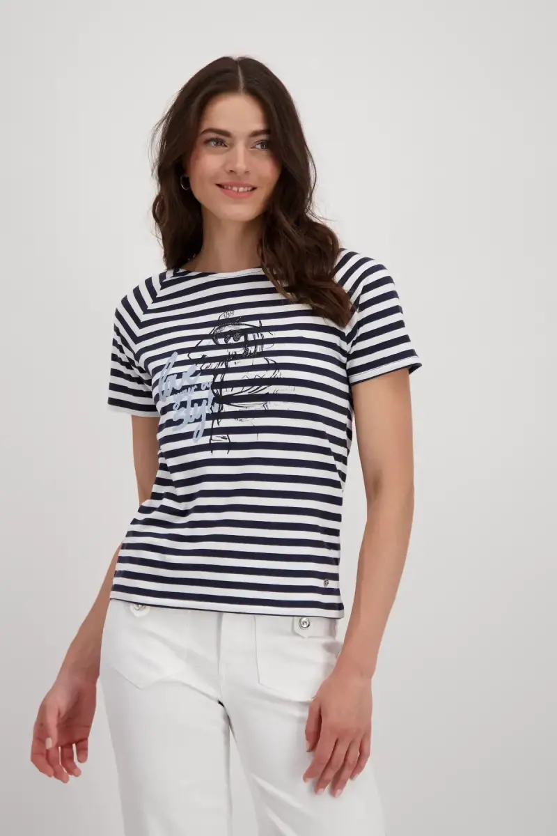 Monari Ringel Shirt mit Frauen Zeichnung Kostenloser Versand