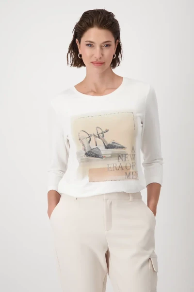 Monari T-Shirt mit Blumen Print und Strass Versandkostenfrei
