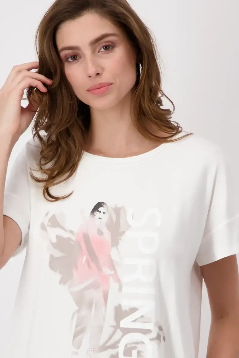 Monari T-Shirt mit Frauen Zeichnung Nur noch ein Tag übrig