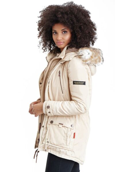 Navahoo Grinsekatze Damen lange Winterjacke mit Kapuze Kostenloser Versand