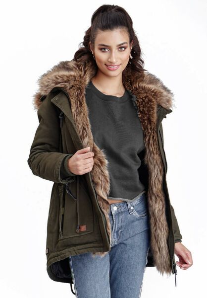 Navahoo Navahoo Daria Damen Parka Jacke mit Kunstfellkragen Online Shopping