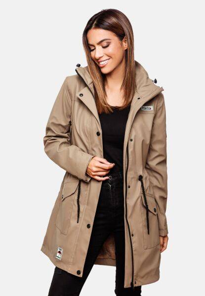 Navahoo Navahoo Deike Damen Regenjacke Regenmantel lang Teddyfell Exklusivangebot