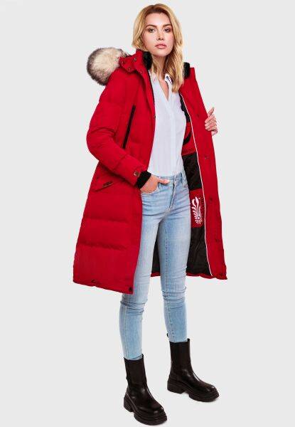 Navahoo Schneesternchen Damen lange Winter Steppjacke mit Kapuze Tiefpreis