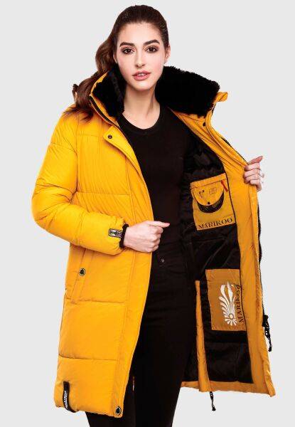 Navahoo Streliziaa Damen lange Winter Steppjacke Fellkragen Super Sparpreis