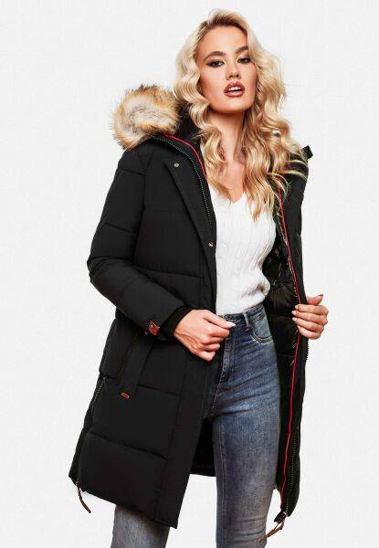 Navahoo Navahoo Halina Damen Winter Steppmantel mit Kunstfell Zeitbegrenzte Promotion
