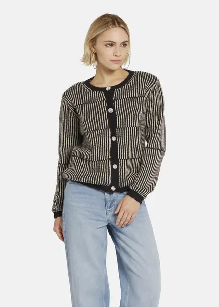 Nicowa Striped Cardigan SINOWA in BLACKarticle number NC8A22102019E-002 Online