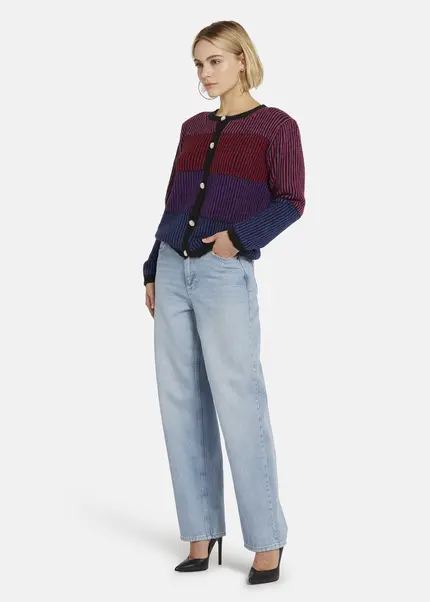 Nicowa Striped Cardigan SINOWA in BLACK MULTICOLORarticle number NC8A22101019E-002 Outlet