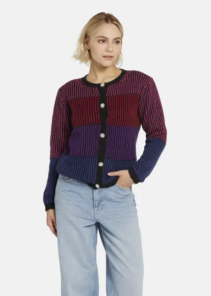 Nicowa Striped Cardigan SINOWA in BLACK MULTICOLORarticle number NC8A22101019E-002 Outlet