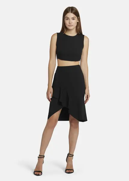 Nicowa Twill Ruffle Skirt - LOWIANA in BLACKarticle number NC9A24004019E-002 Angebote