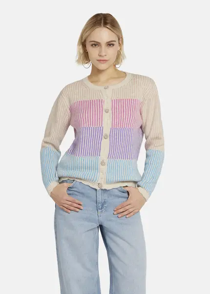 Nicowa Striped Cardigan SINOWA in CREAM MULTICOLORarticle number NC8A22101012E-072 Schlussverkauf