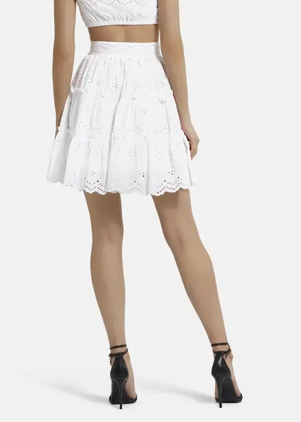 Nicowa Embroidered ruffle skirt - RALICINO in WHITEarticle number NC9A12601011E-004 Limitierter Zeitrabatt