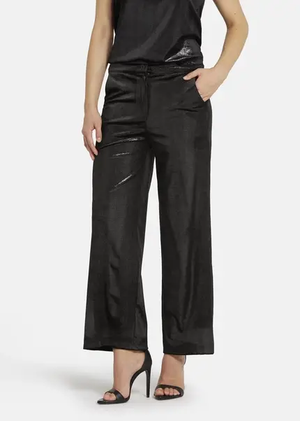 Nicowa Loose trousers made of lamé velvet RIMBIO in BLACK LAMÉarticle number NC8A22508019E-002 Versandkostenfrei