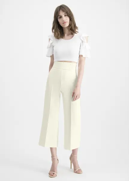 Nicowa Twill culottes with creases – CORADUE in WHITEarticle number NC7A12018011E-004 Großer Ausverkauf