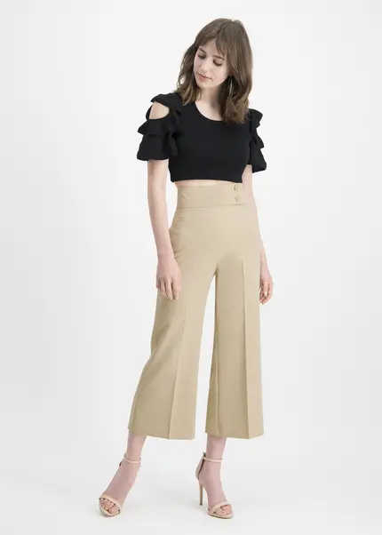 Nicowa Twill culottes with creases – CORADUE in BEIGEarticle number NC7A12016011E-138 Flash Sale