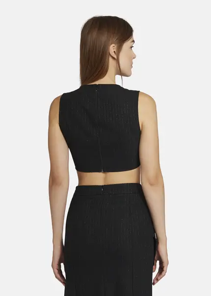 Nicowa Cropped Pinstripe Twill Top - LOWICA in BLACK PINSTRIPEarticle number NC9A24007019E-002 Cyber Monday