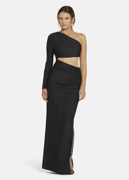 Nicowa Draped One Shoulder Evening Dress - AMOWI in BLACKarticle number NC9A24009019E-002 Kauf eins, bekomm eins gratis