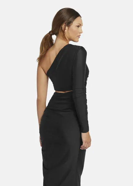 Nicowa Draped One Shoulder Evening Dress - AMOWI in BLACKarticle number NC9A24009019E-002 Kauf eins, bekomm eins gratis