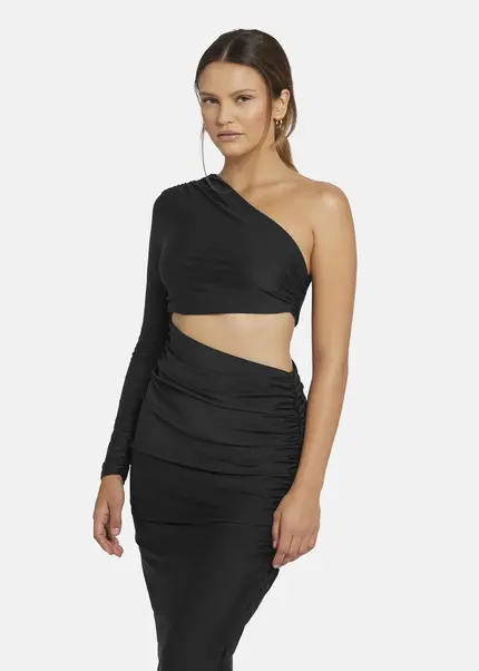 Nicowa Draped One Shoulder Evening Dress - AMOWI in BLACKarticle number NC9A24009019E-002 Kauf eins, bekomm eins gratis