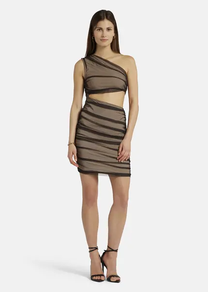 Nicowa Asymmetrical mini dress in mesh - AWITO in Blackarticle number NC9A1401319E-002 JETZT KAUFEN