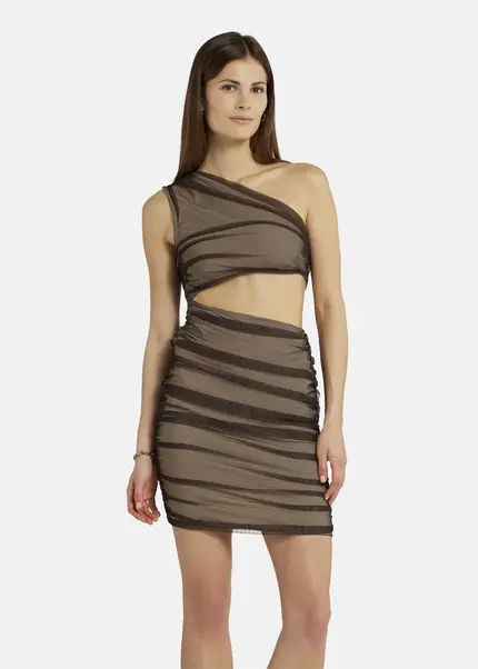 Nicowa Asymmetrical mini dress in mesh - AWITO in Blackarticle number NC9A1401319E-002 JETZT KAUFEN
