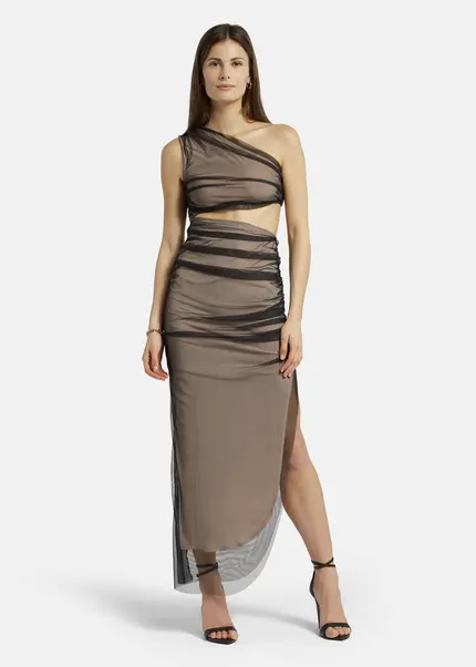 Nicowa Asymmetrical mesh dress - AWITO MAXI in Blackarticle number NC9A1401119E-002 Letzte 2 Tage