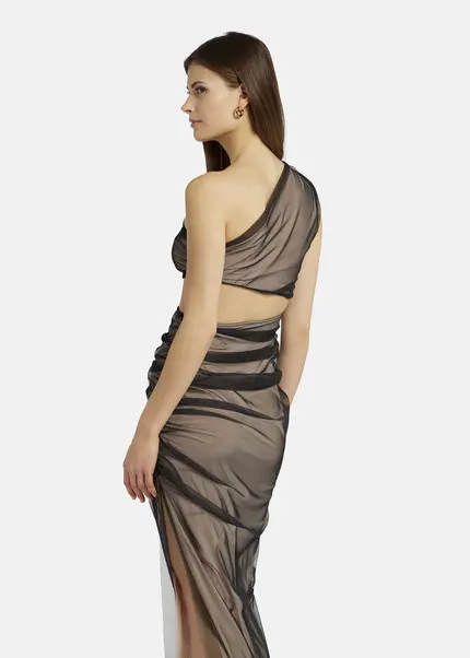 Nicowa Asymmetrical mesh dress - AWITO MAXI in Blackarticle number NC9A1401119E-002 Letzte 2 Tage