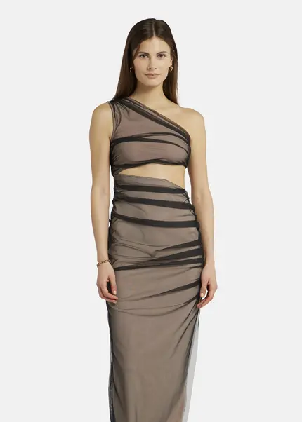 Nicowa Asymmetrical mesh dress - AWITO MAXI in Blackarticle number NC9A1401119E-002 Letzte 2 Tage