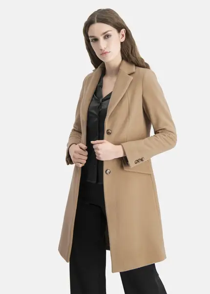Nicowa Wool coat with faux flap pockets – KAMOWA in CAMELarticle number NC5A52004022E-101 Outlet