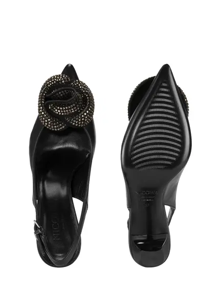 Nicowa Flower-adorned slingback pumps FLONAWIA in BLACKarticle number NC9A12702019E-002 im Angebot