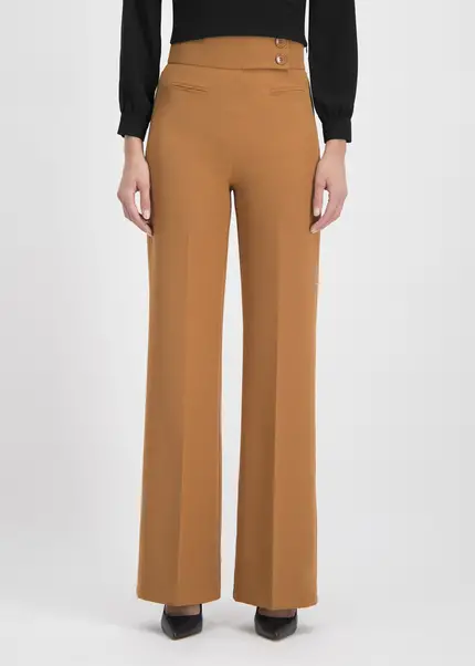 Nicowa Elegant COREANA high-waisted trousers with wide leg in CARAMELarticle number NC3A02016037E-135 Super Sparpreis