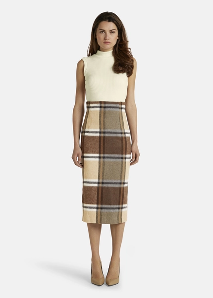 Nicowa Checked midi skirt LANOWA with wool in BROWNarticle number NC7A24004017E-151 Neueste Stile