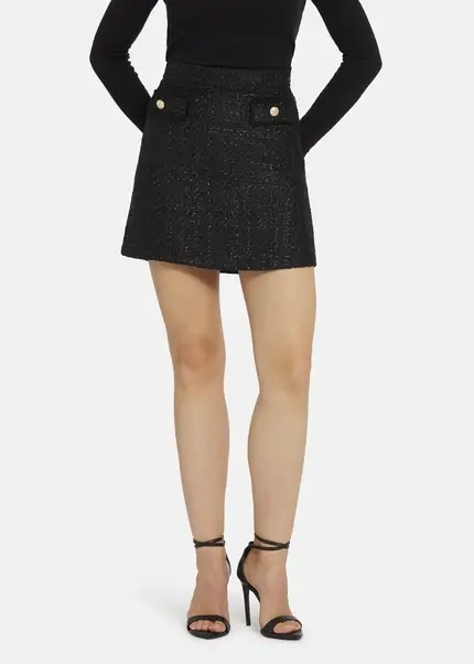 Nicowa Bouclé skirt with lamé effect BRUNAWI in BLACK LAMÉarticle number NC8A22506019E-002 Vierteljährliche Förderung