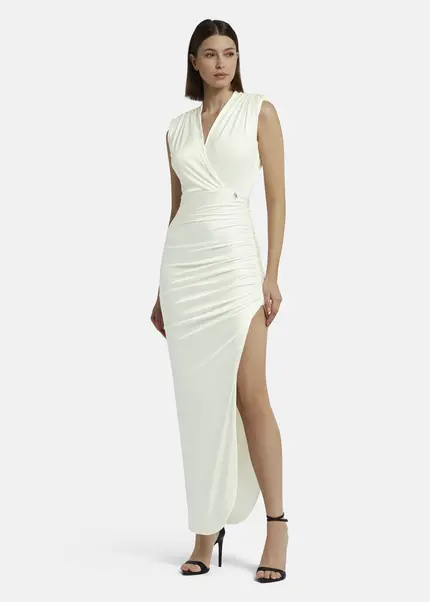 Nicowa Draped maxi dress in jersey - MICATE in WHITEarticle number NC9A1401611E-004 Nur noch ein Tag übrig