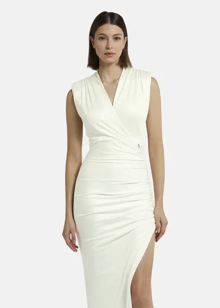 Nicowa Draped maxi dress in jersey - MICATE in WHITEarticle number NC9A1401611E-004 Nur noch ein Tag übrig