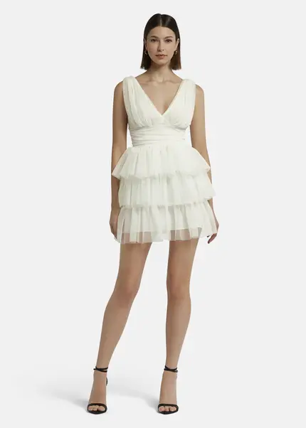 Nicowa Tulle mini dress - STELLOWA in whitearticle number NC9A1400411E-004 Kostenloser Versand international