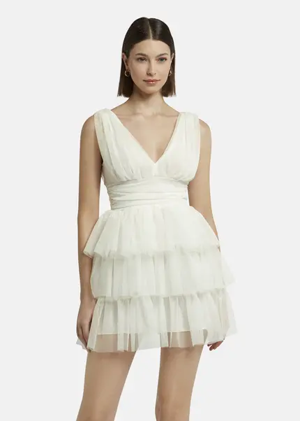 Nicowa Tulle mini dress - STELLOWA in whitearticle number NC9A1400411E-004 Kostenloser Versand international